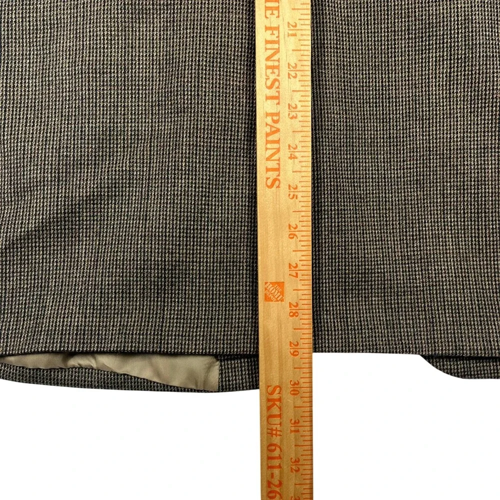 Bill Blass Lambswool Blazer Mens 42S Brown Suede Elbow Patch Blazer Check Tweed